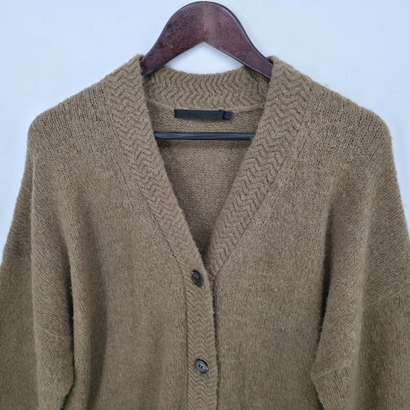 Jenni Kayne Alpaca Wool Blend Long Cardigan Sweater Camel Button Quiet Luxury Sm - Picture 4 of 12